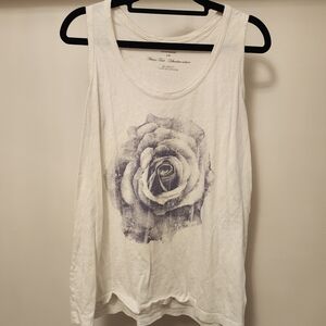 Denver Hayes White Tank Top with Blue Rose